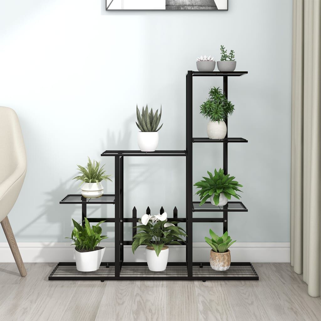 vidaXL Bloemenstandaard 94,5 x 25 x 88 cm Zwart Metaal