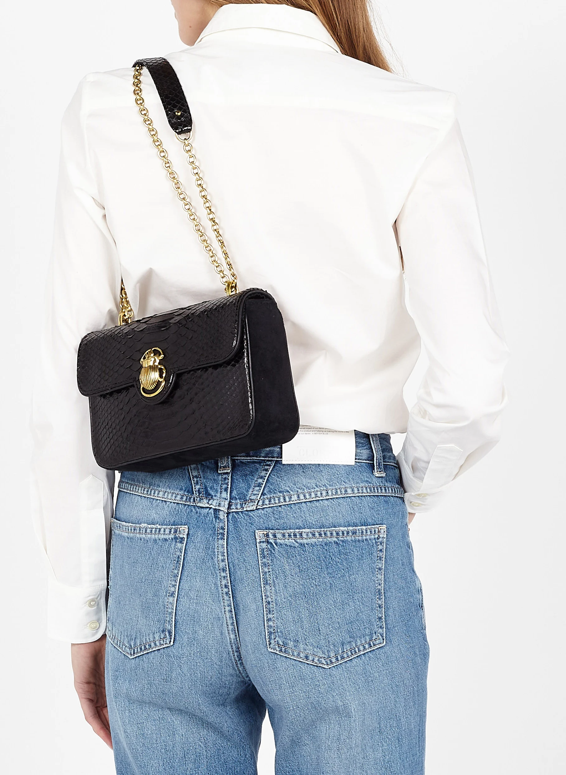 AVA - Sac bandoulière en cuir de python | Noir
