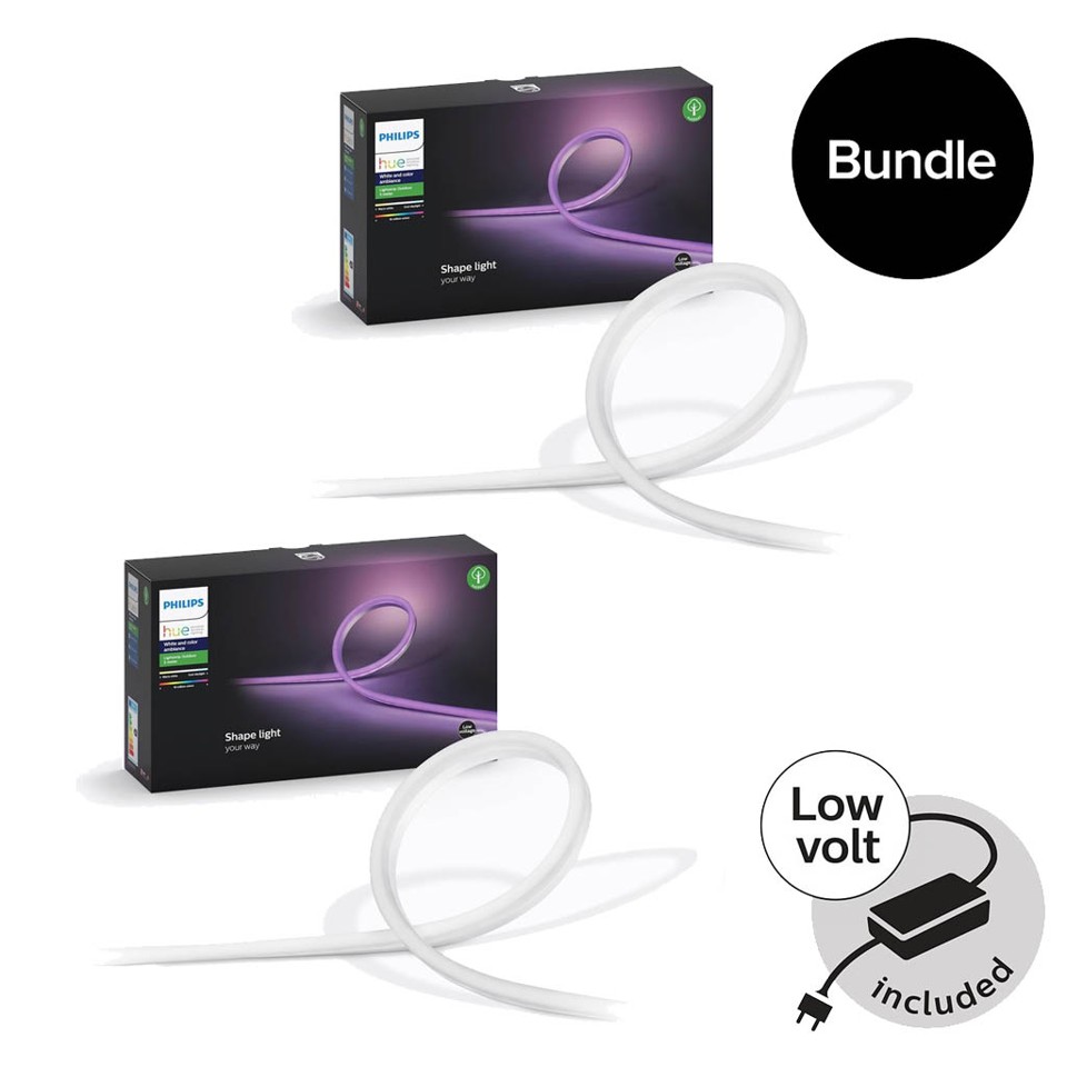 Philips Hue - 2x Lightstrip Outdoor 5m - White & Color Ambiance - Bundle