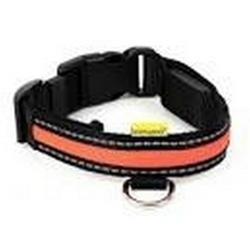 Coleira de nylon laranja com LED para cães