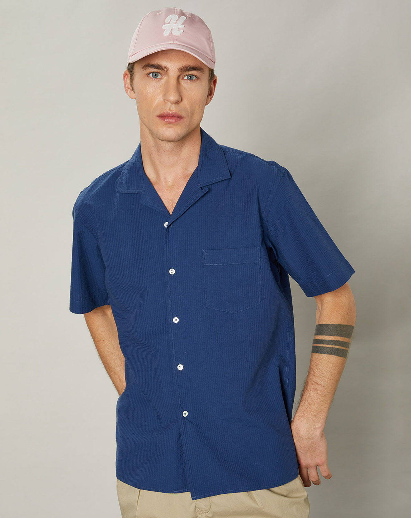 Hartford Chemise regular Palm bleue