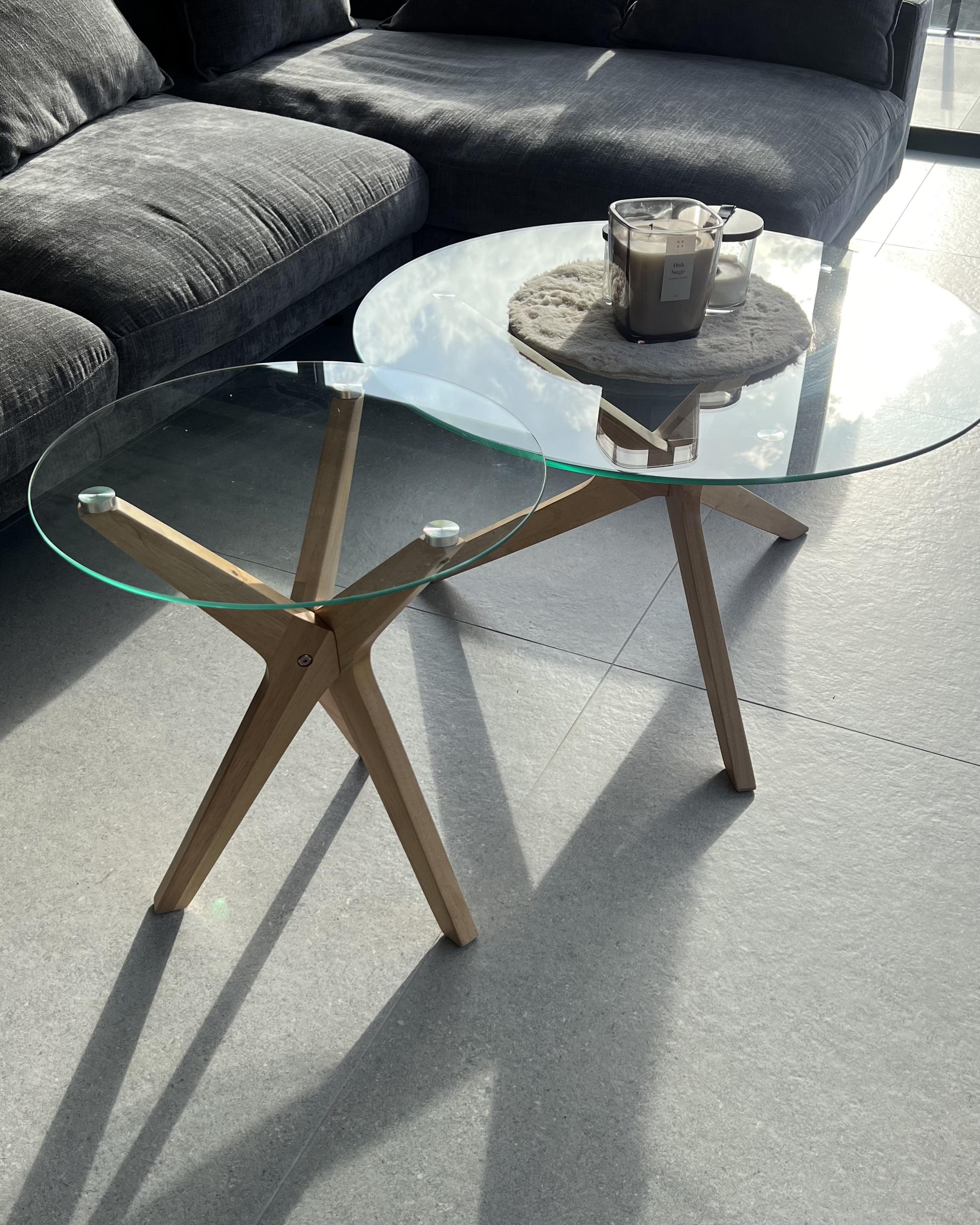 Set van 2 salontafels VALLEY Veiligheidsglas Lichtbruin
