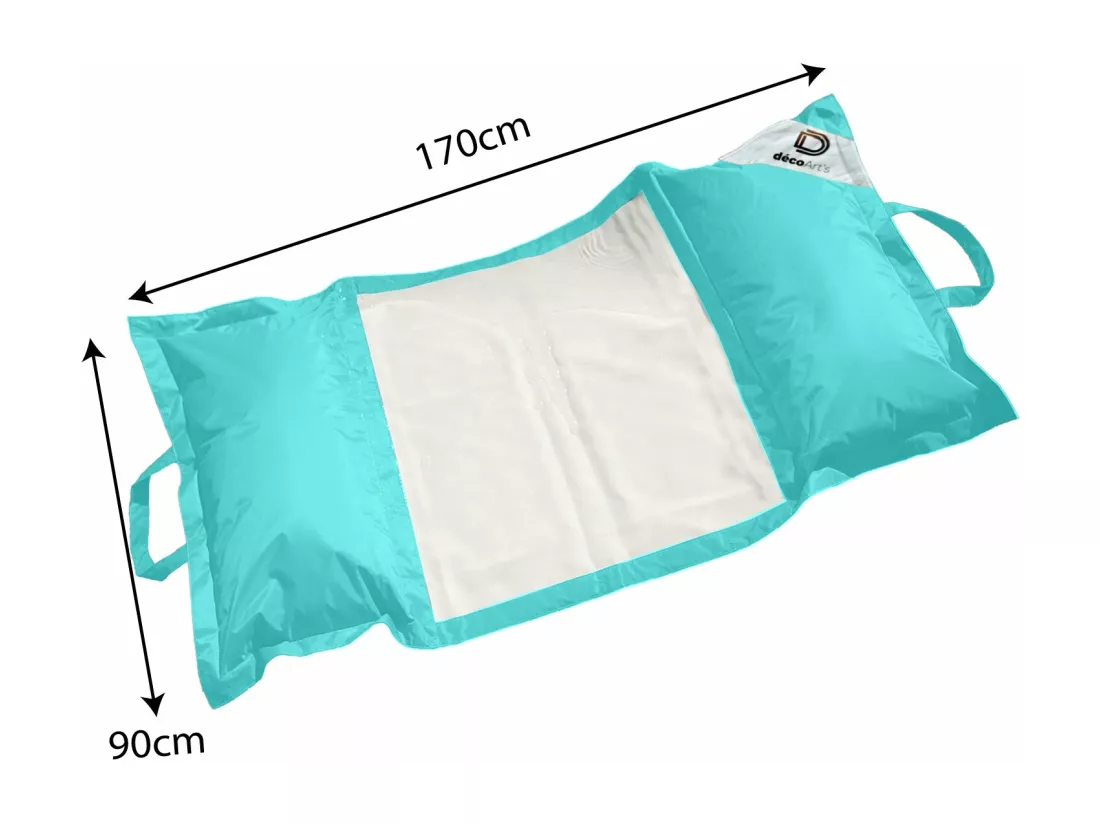 Pouf piscine en Polyester 170x90 cm Bleu caraïbes
