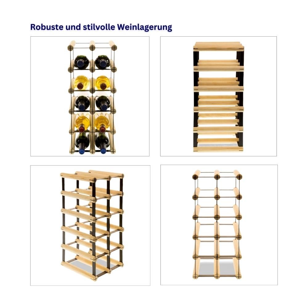 PROREGAL Modulair Wijnrek Vinotega Mod Metaal HxBxD 52,5 x 22,5 x 24,5 cm 2 x 5 Flessen Massief grenenhout Bruin Geolied