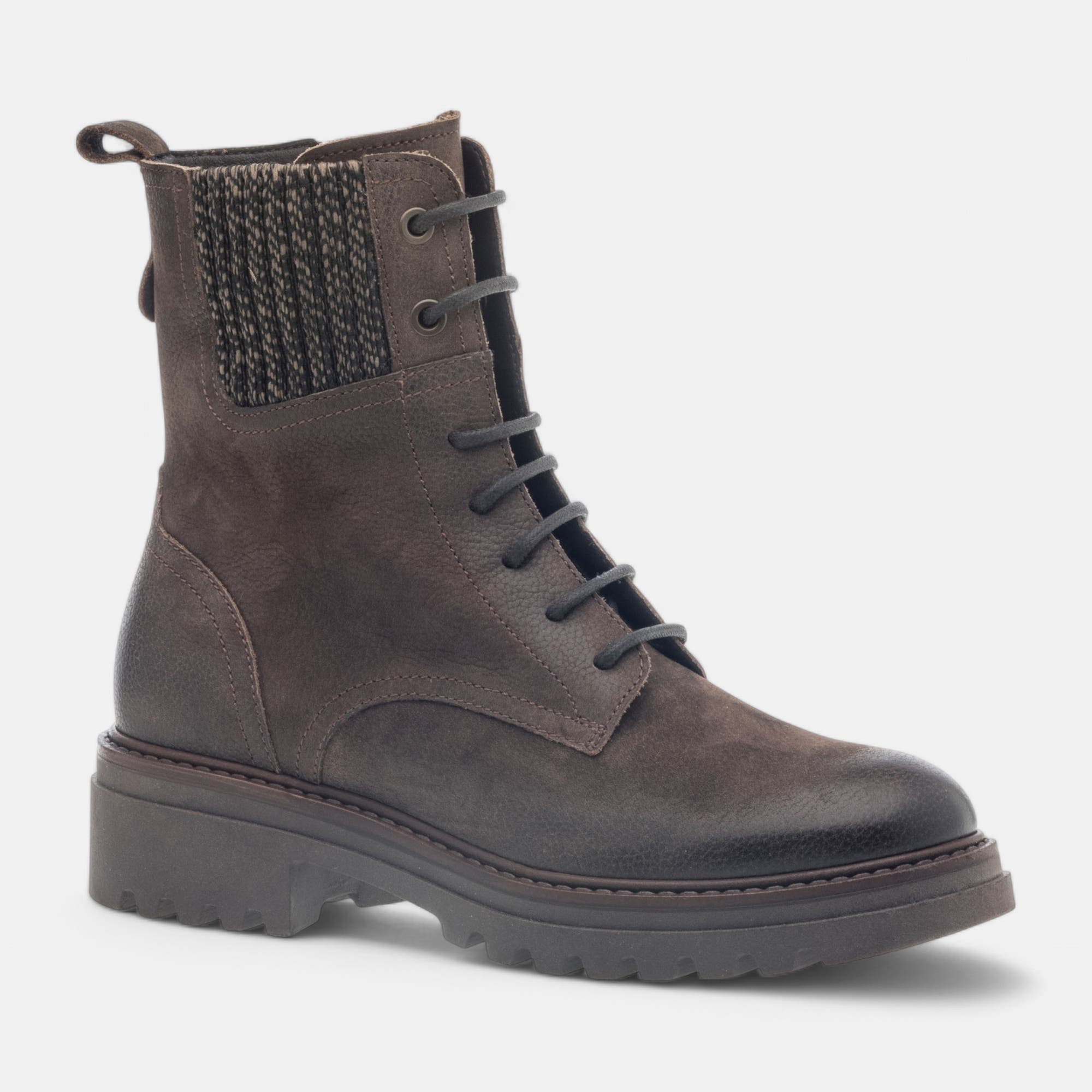 Bottines à lacets Femme en cuir marron