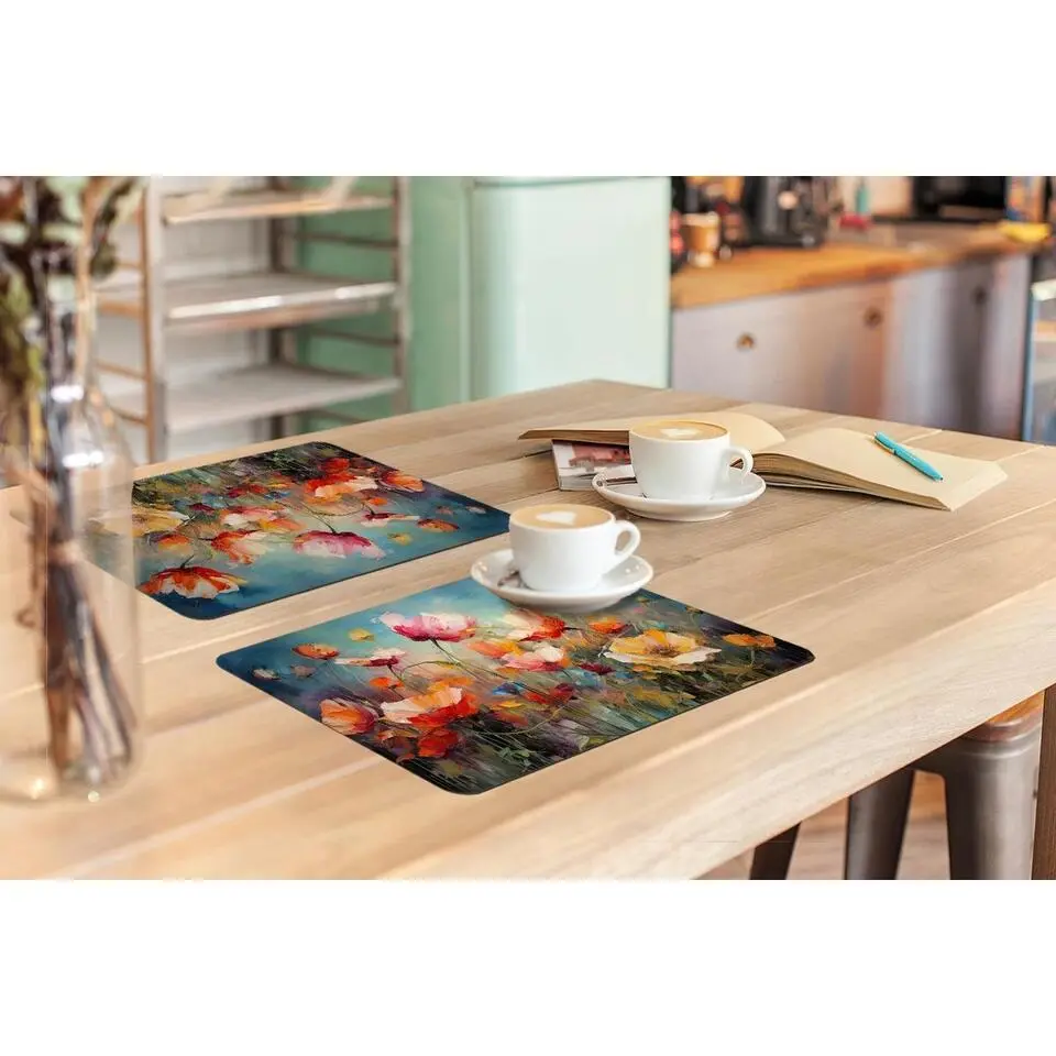 MuchoWow Placemat (6stuks) 45x30cm Bloemen Watercolor Kunst