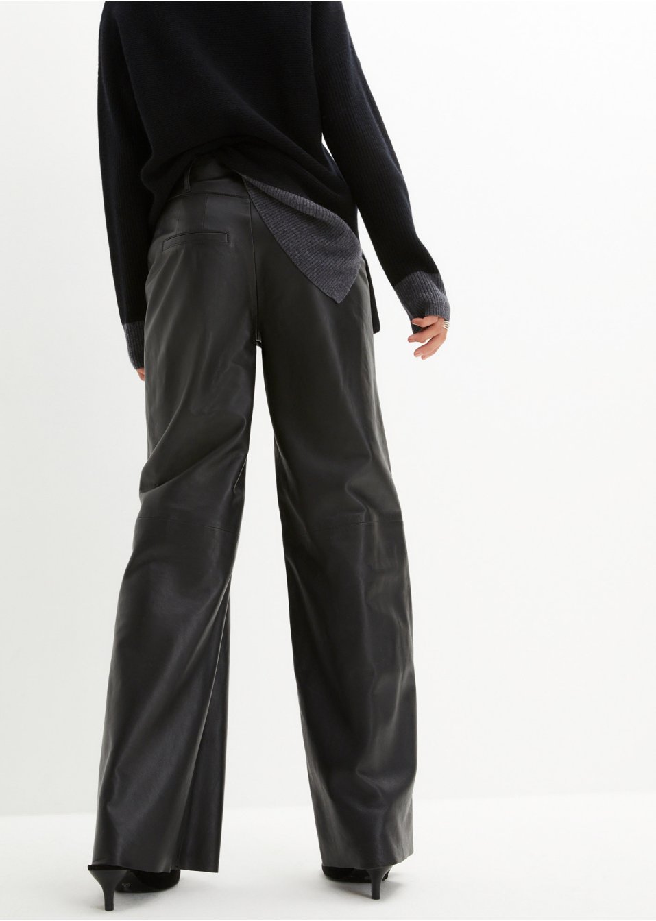 Pantalon large en cuir d'agneau nappa