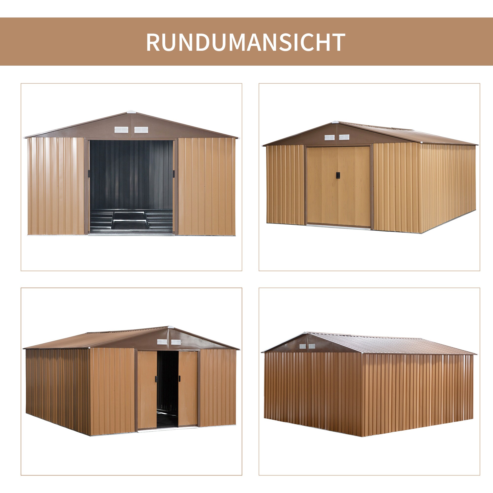 Outsunny Geräteschuppen 340 x 382 x 200 cm (BxTxH)