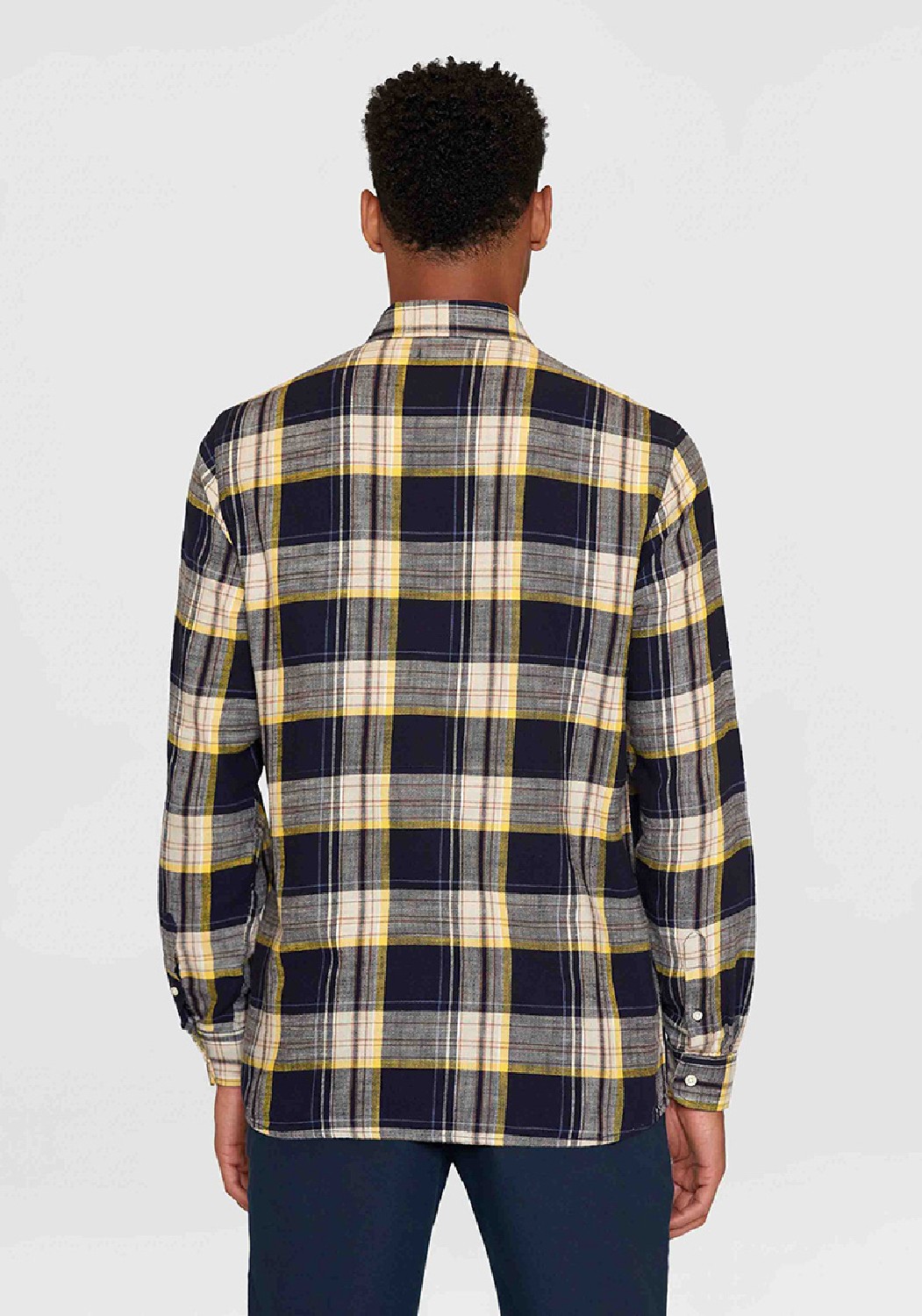 Knowledge Cotton Apparel Hemd Loose Checked Shirt Blue Stripe