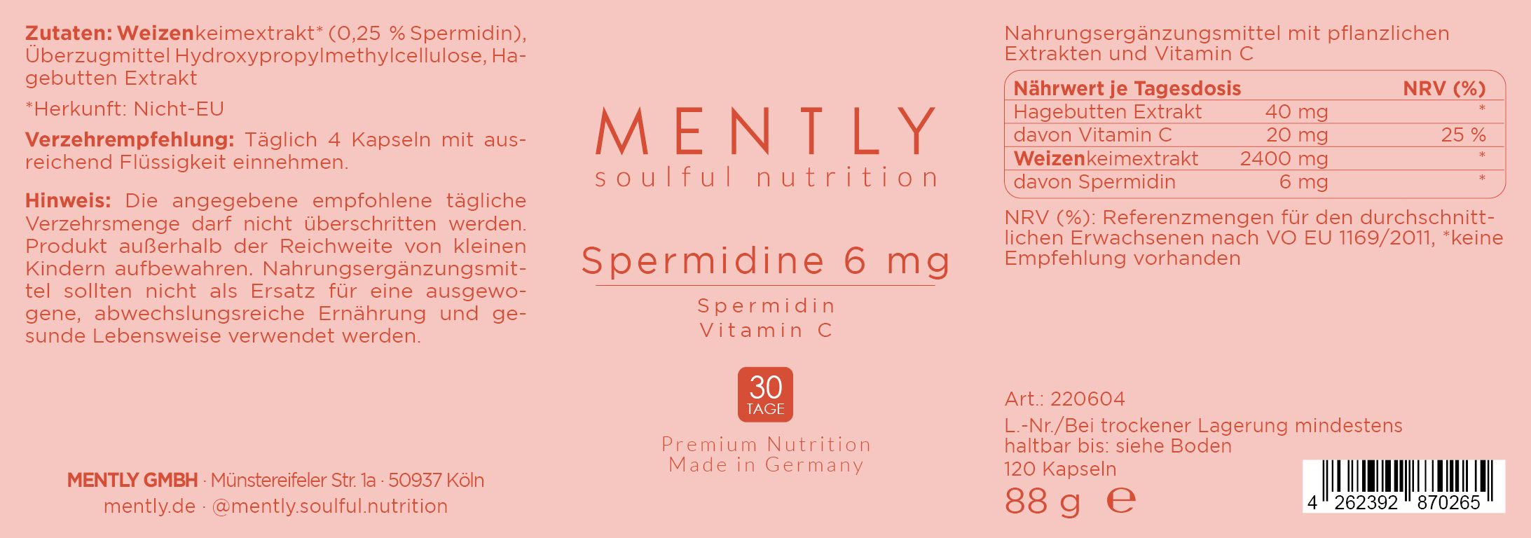 MENTLY Spermidine 6mg
