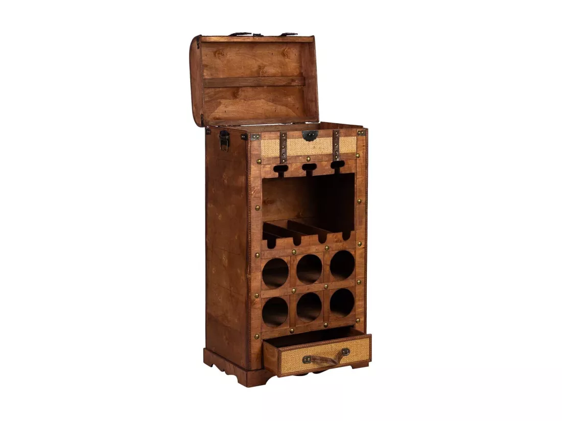 Coffre à bouteilles en bois marron 44x30x85h cm