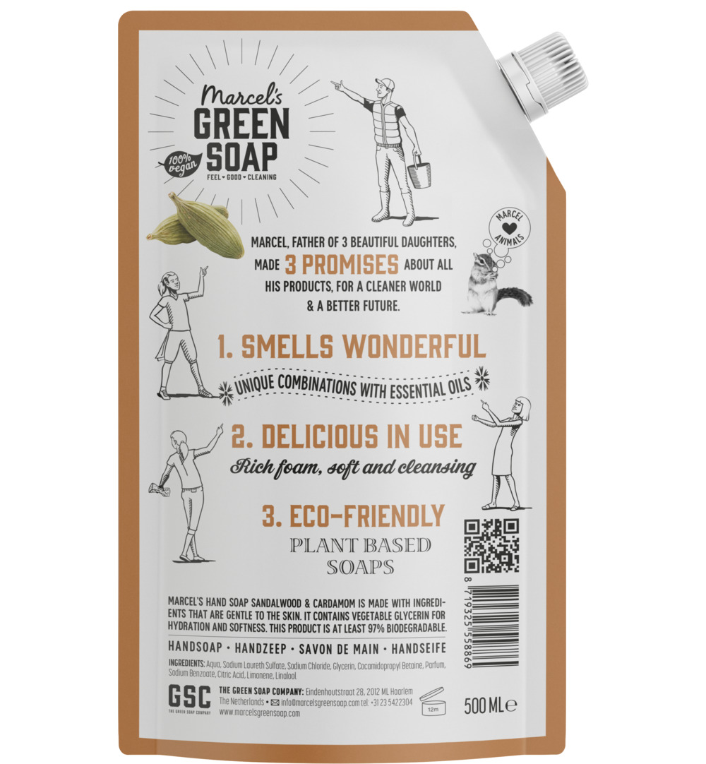 Marcel’s Green Soap Handzeep sandelhout & kardemom navul (500 ml)