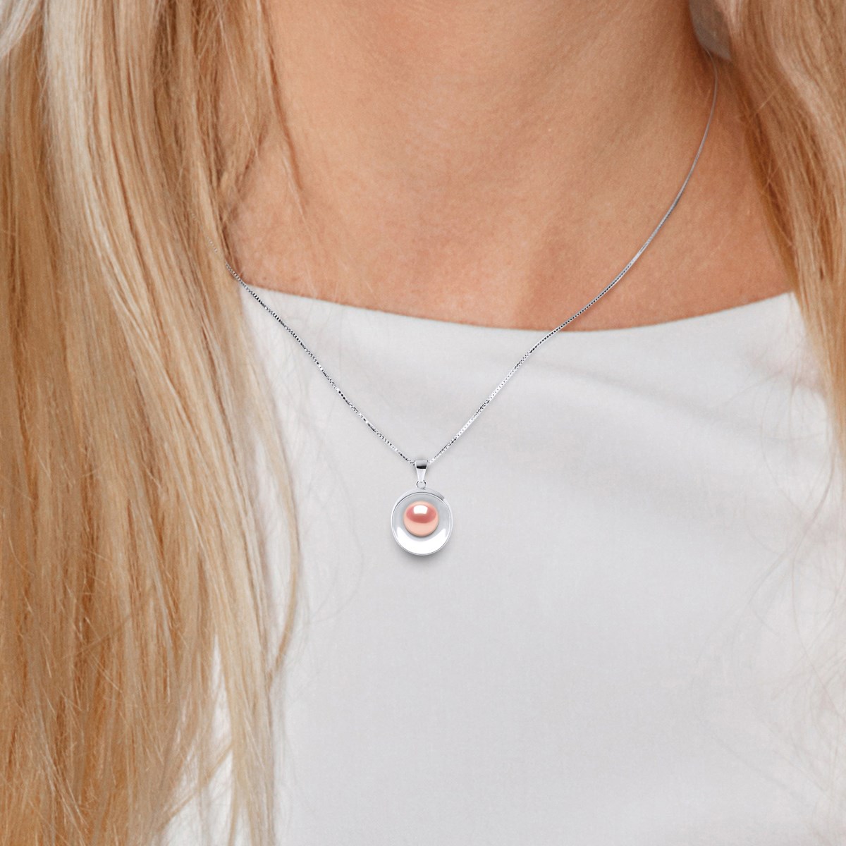 Collier REFLETS Perle d'Eau Douce 9-10 mm Rose Argent 925