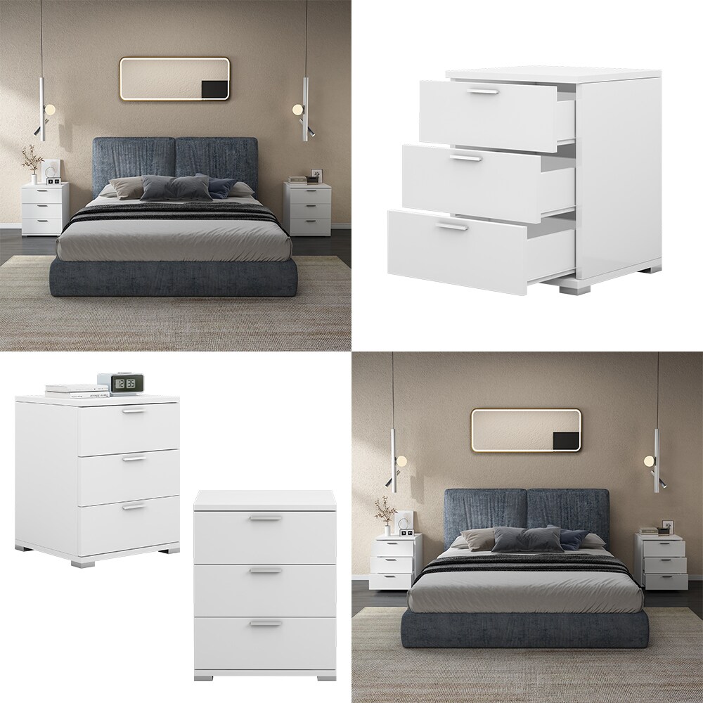 Vicco Nachtschrank Marseille 46,2 x 60 cm, Nachttisch mit 3 Schubfächer