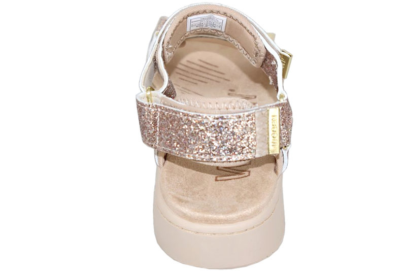 WODEN LINE SANDAL I BEIGE TEKSTIL MED GLIMMER