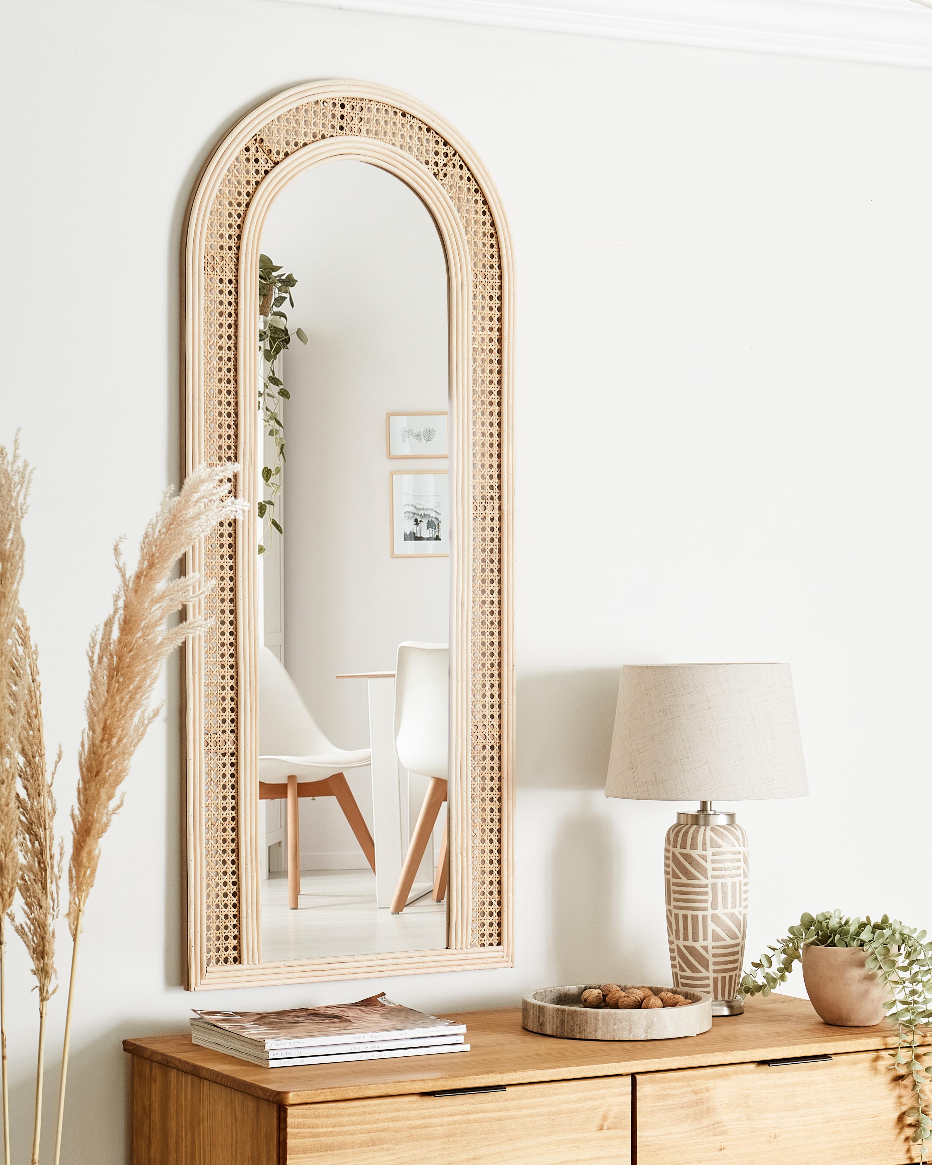 Wandspiegel FRANEY 50 cm 120 cm Rotan Natuurlijk