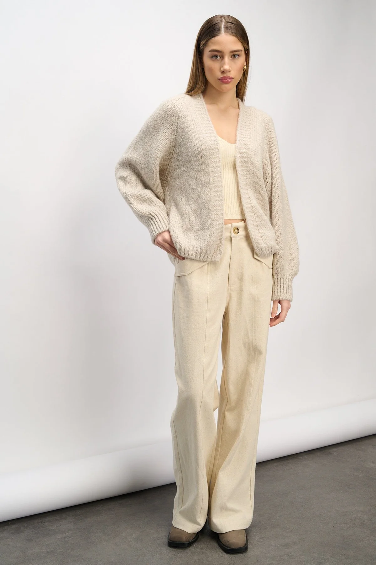 Noella Fora Knit Cardigan sand