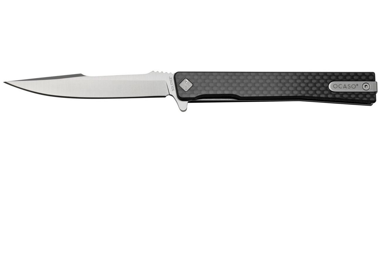 Ocaso Solstice 9HFS, S35VN Harpoon Satin Carbon, zakmes
