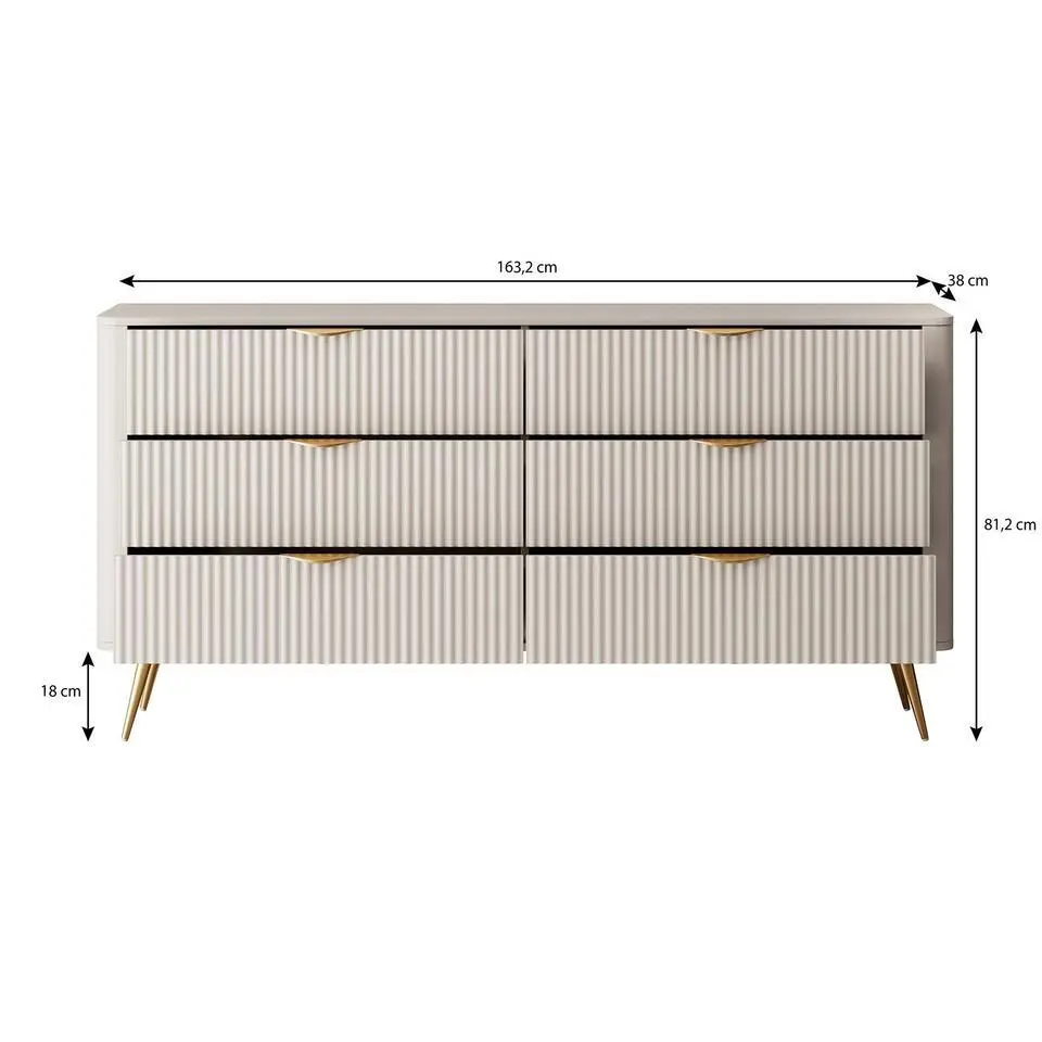 Meubella - Ladekast Lima - Zwart - 163 cm