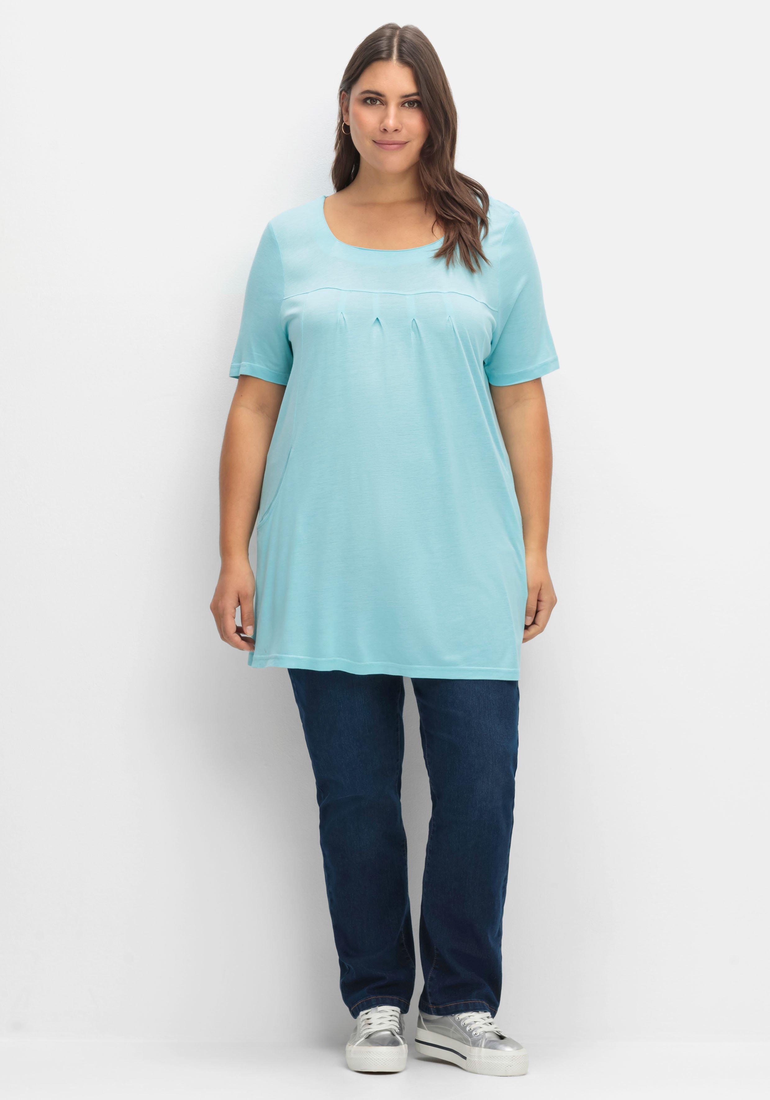 Longshirt mit Taschen und Karreeausschnitt