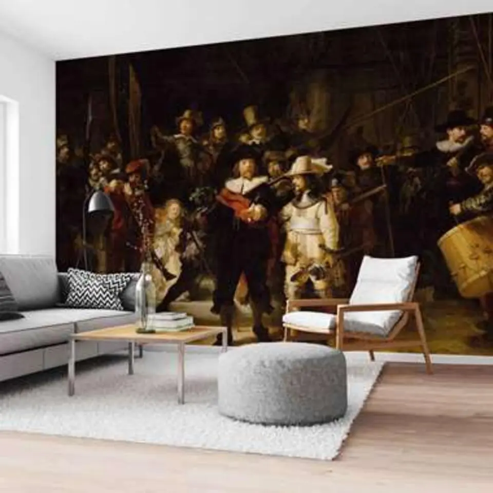 Fotobehang Rembrandt Nachtwacht - 260x384cm - Bruin