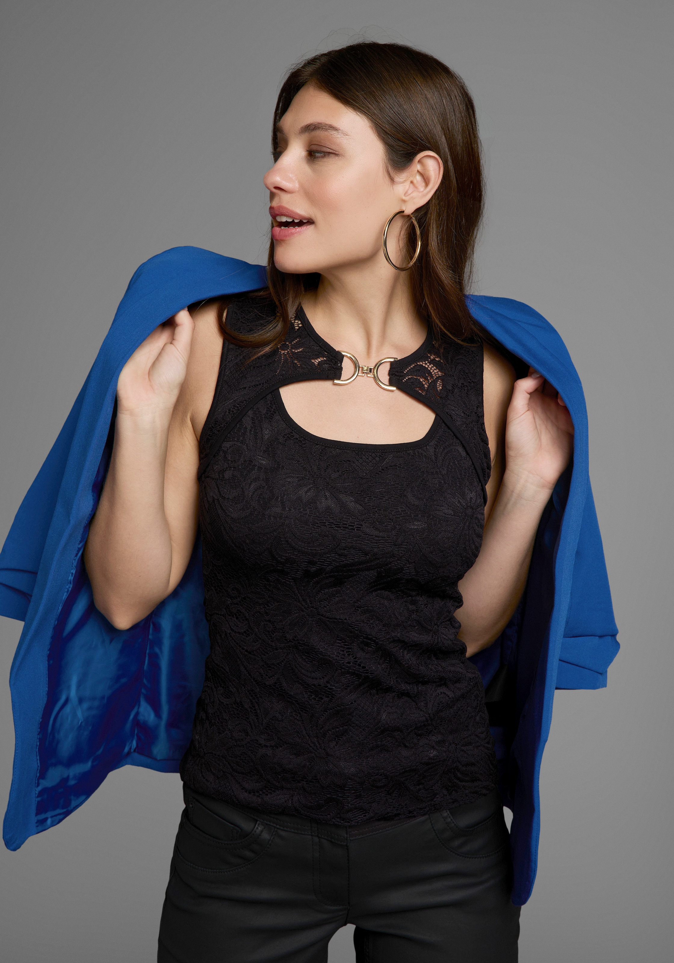 Melrose Spitzentop , mit Zierschnalle