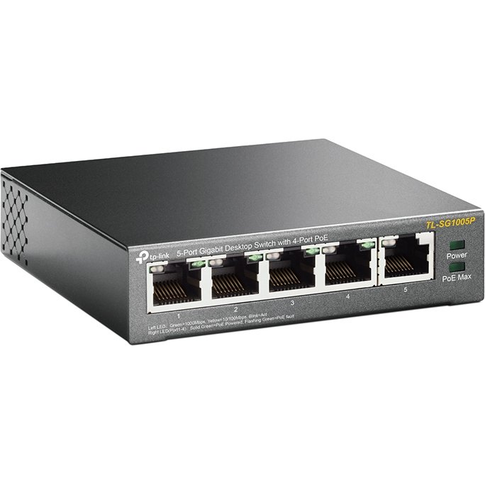 TP-Link TL-SG1005P Non-géré Gigabit Ethernet (10/100/1000) Connexion Ethernet, supportant l'alimentation via ce port (PoE) Noir