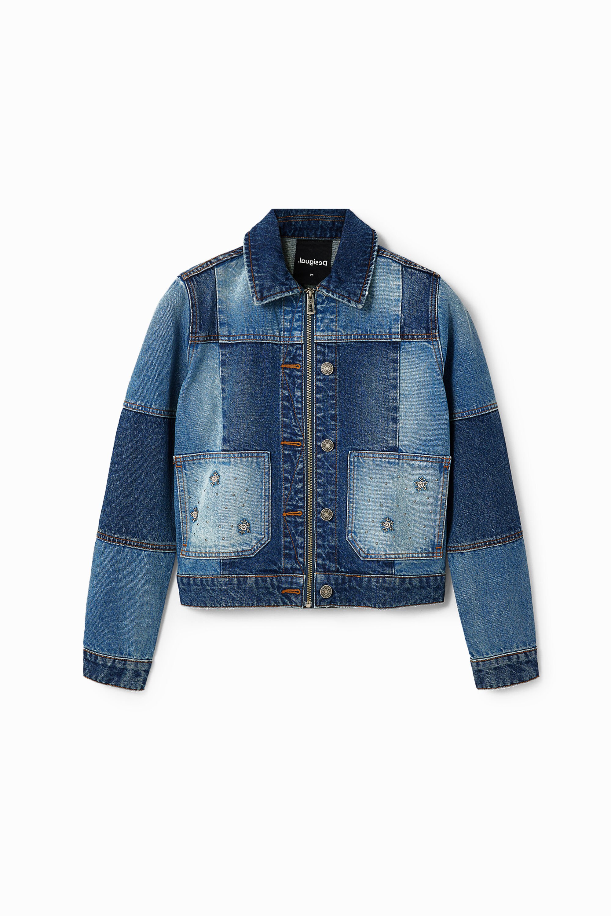 Veste trucker jean patchwork