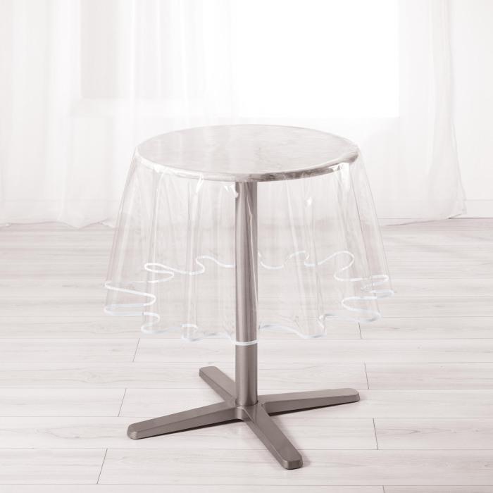 NAPPE CRISTAL RONDE 180 CM PVC UNI GARDEN BIAIS BLANC
