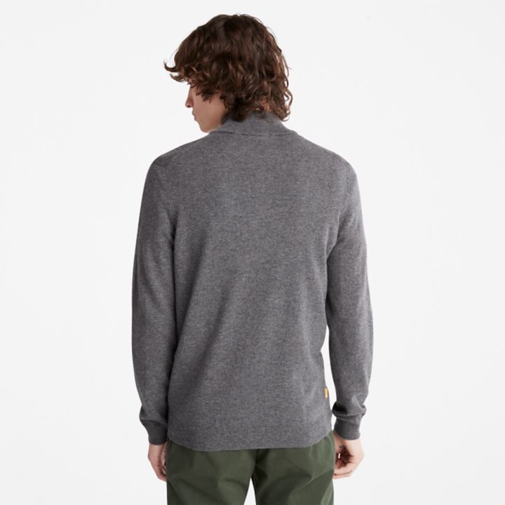 Suéter masculino Cohas Brook com zíper no pescoço, na cor cinza escuro.