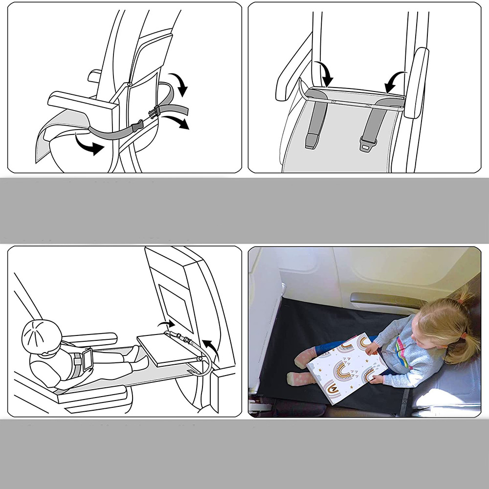 (45x35cm) Kinder Flugzeugsitz Erweiterung Reise Sitz Unterlage - Schwarz