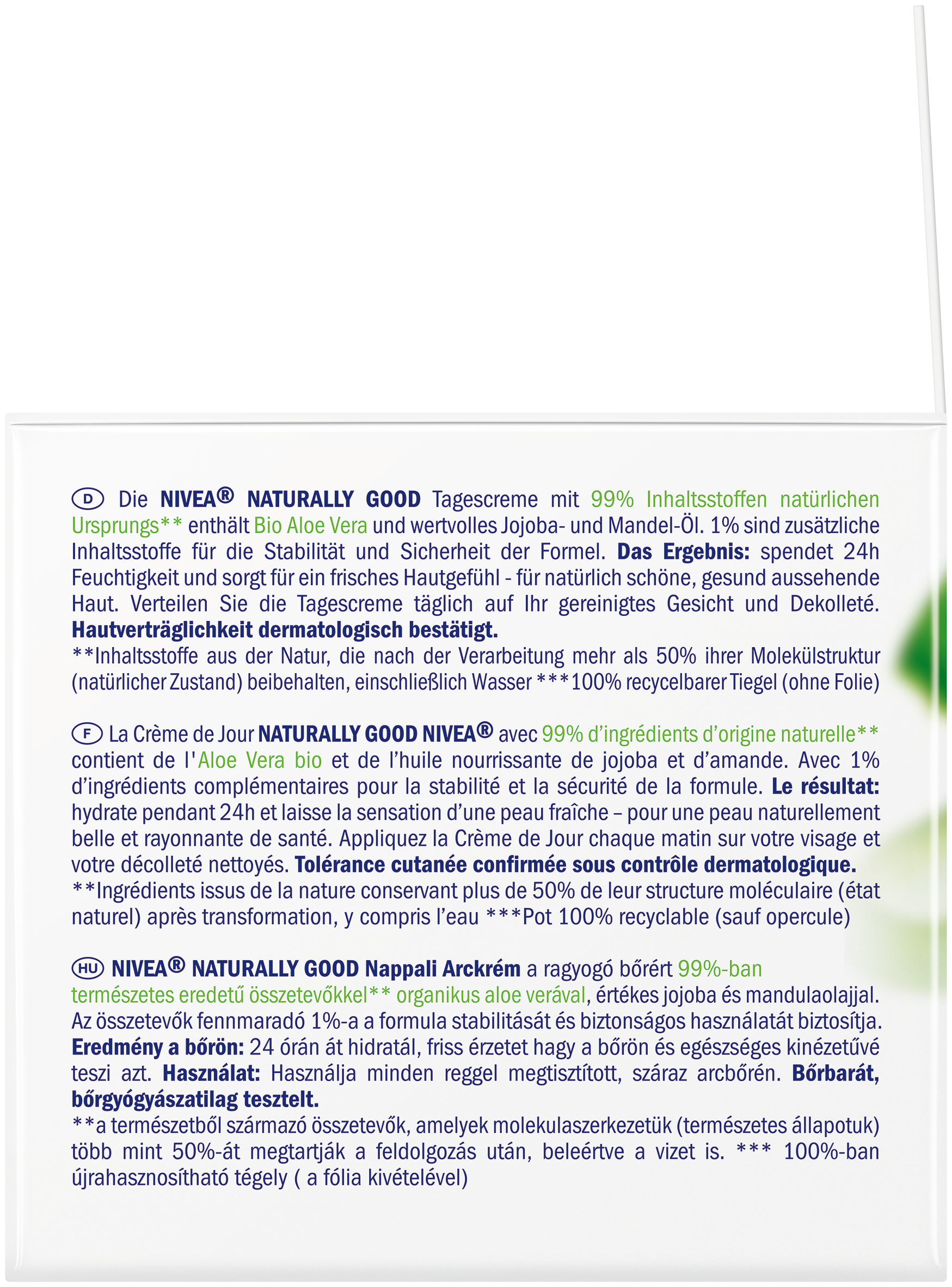 Nivea Tagescreme Creme Naturally Good Bio-Aloe Vera Ds 50 ml