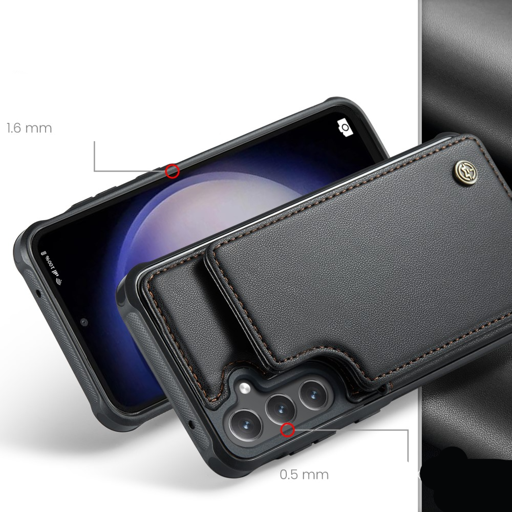 Samsung Galaxy S23 FE Leder Hülle mit Kartenfächern im Litchi Look   Kickstand (RFID Schutz) - Rot