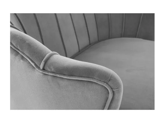 Canapé en velours gris avec pieds dorés en métal CAPRICA XL