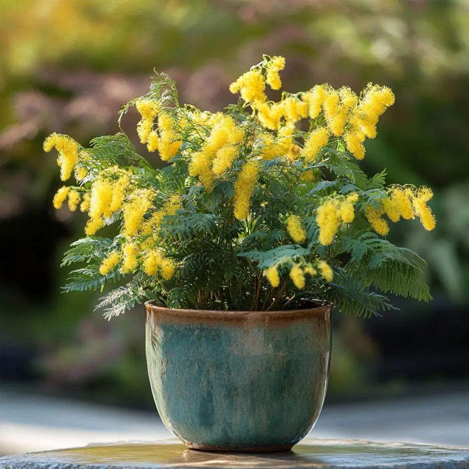 Zilveracacia - Set van 6 - Mimosa dealbata - Hoogte 25-40cm - ⌀9cm