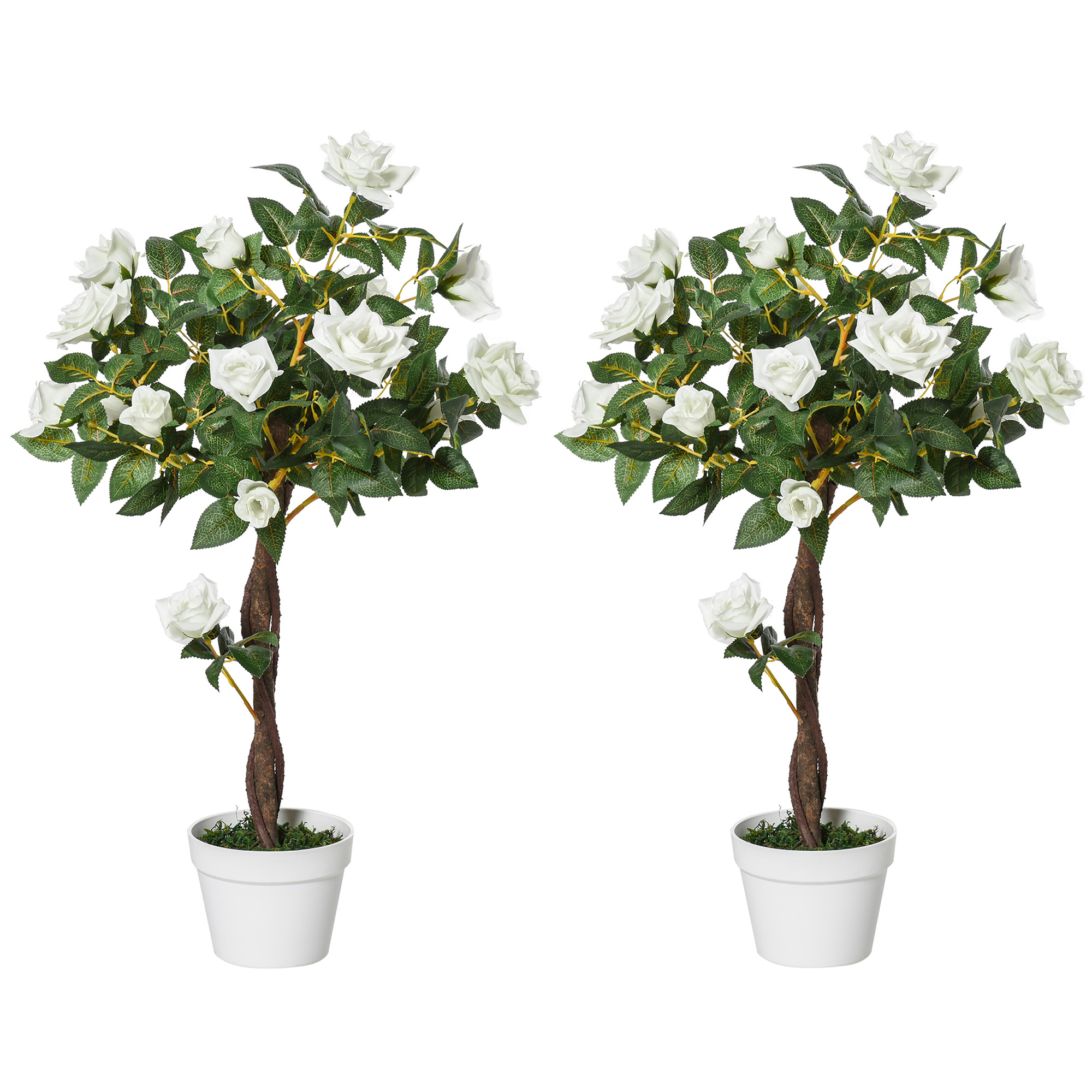 Rosas artificiais Outsunny verdes e brancas