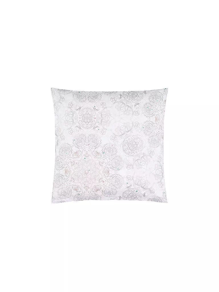 CHRISTIAN FISCHBACHER Satin Kissenbezug ORARIO 70x90cm Uhrwerk weiss