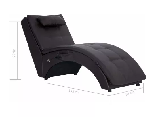 Prolenta Premium - Chaise longue de massage avec oreiller Marron Similicuir