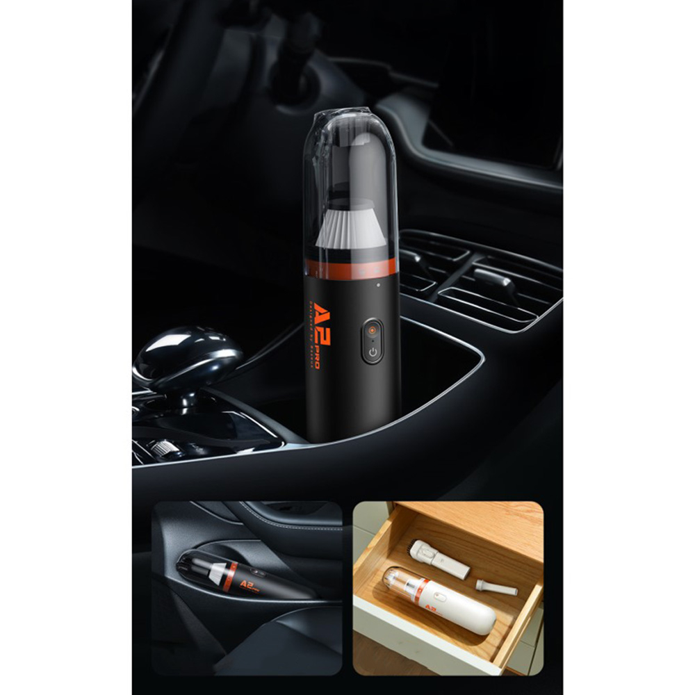 (80W) A2 Pro Car Kabelloser Hand Staubsauger mit 2 Reinigungsaufsätzen   HEPA Filter für Haushalt / Auto - Schwarz