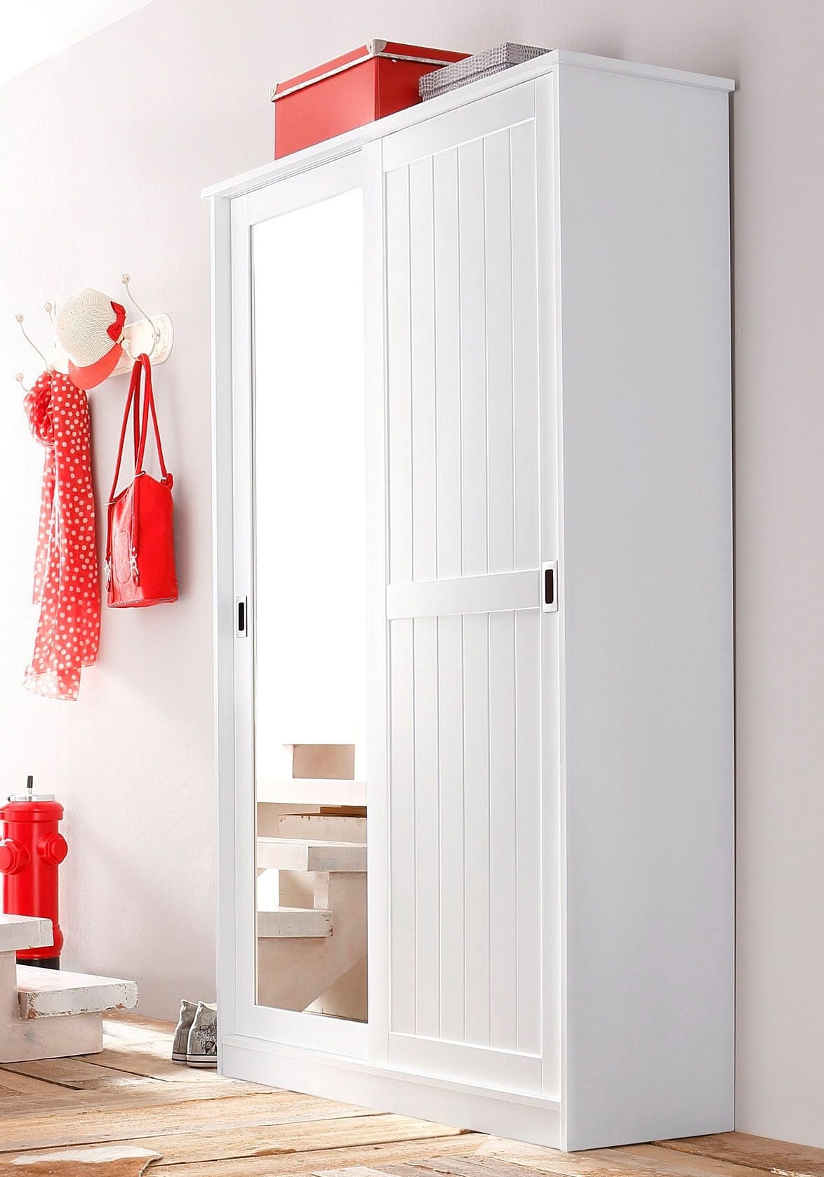Home affaire Garderobenschrank »Nekso« mit Spiegel, Breite 114 cm, aus MDF oder Massivholz, FSC®