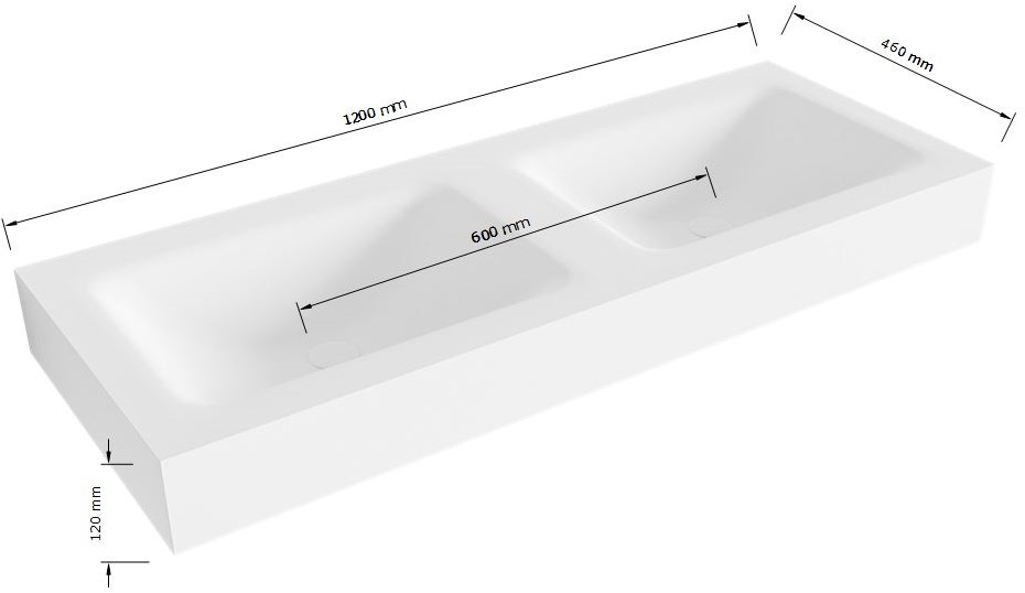Mondiaz Cloud vrijhangende wastafel 120cm talc zonder kraangaten