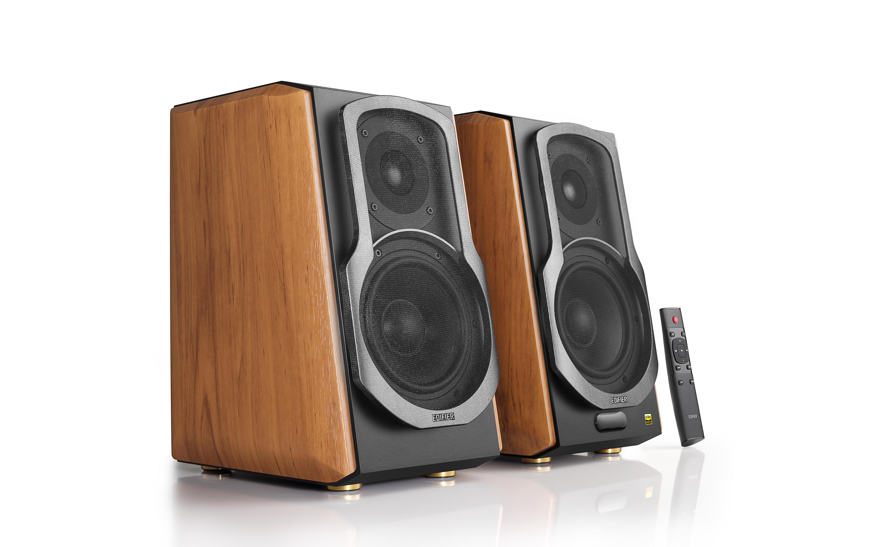 Regallautsprecher Paar S1000MKII Braun<br>Hi-Res-zertifizierter Multimedia-Lautsprecher mit 120 Watt Leistung, Bluetooth, 2x RCA, 1x koaxial, 1x optisch Eingängen