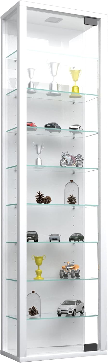 VCM Glasvitrine hängend | Vitrine Glas mit ESG-Sicherheitsglas | Maße ca. H. 115 x B. 33 x T. 18 cm| Hängevitrine Glas | Modern und platzsparend | Glas Vitrinenschrank - Stano Maxi