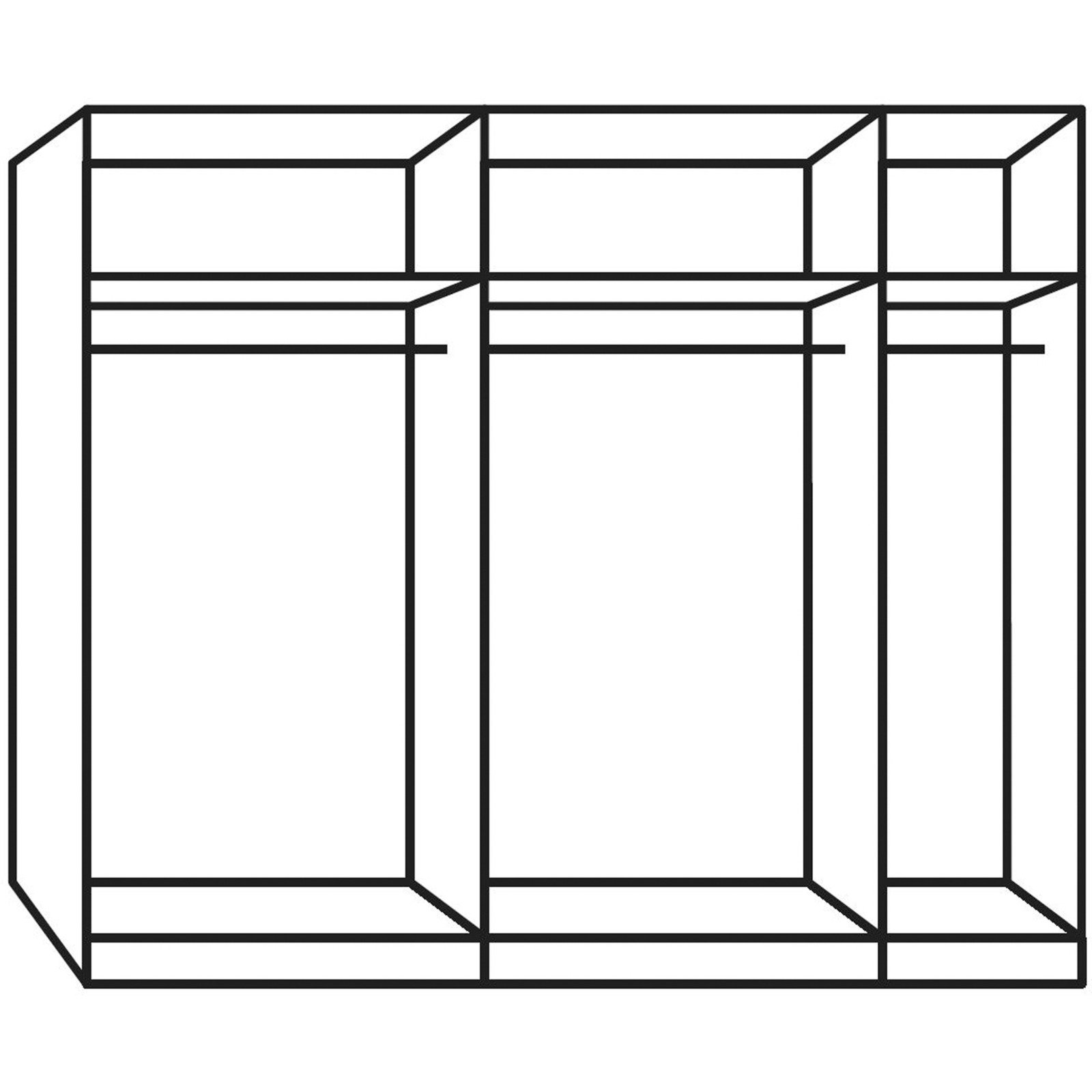 Schwebetürenschrank Schweizer 138 Eiche Natur weiss 253 x 215 x 65 cm, 253 cm