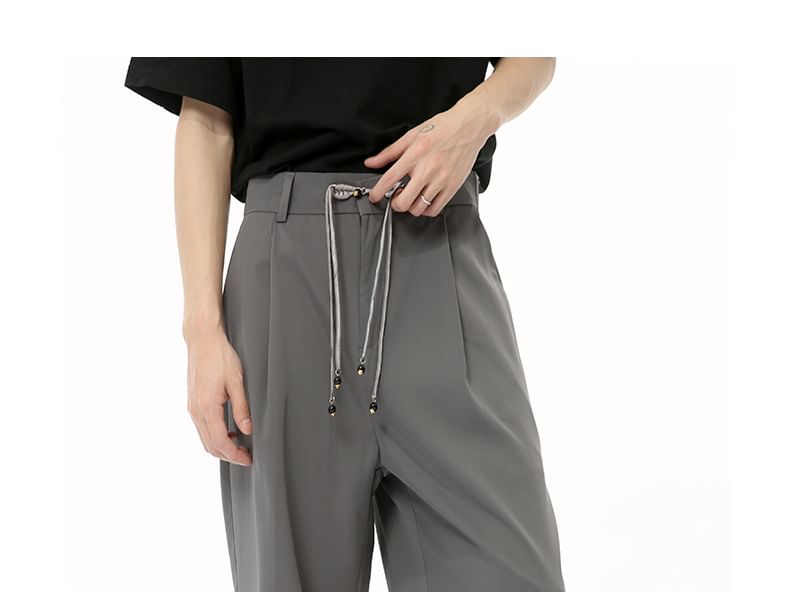 FAERIS - Mid Rise Plain Frog Buttoned Loose Fit Dress Pants