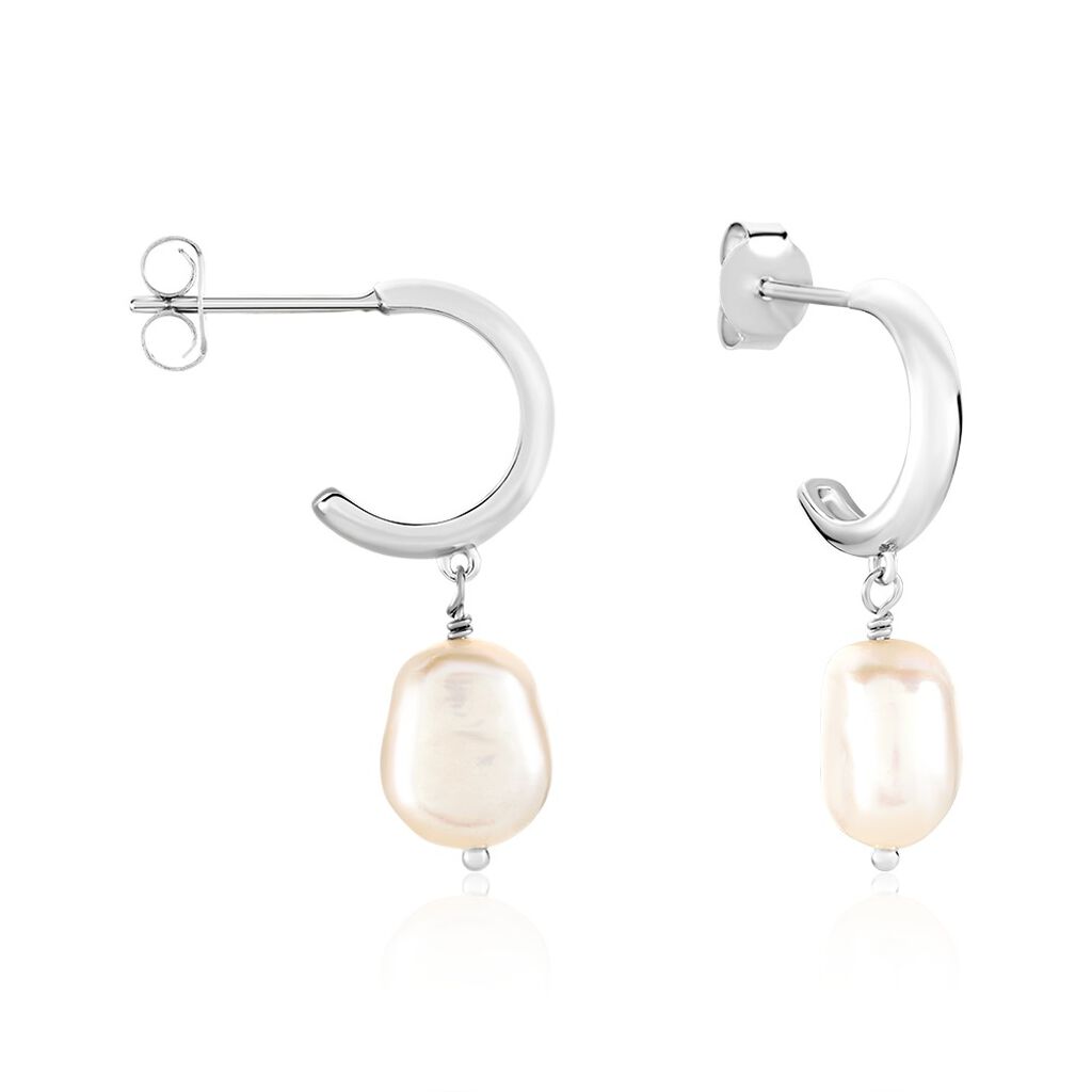 Créoles Petia Argent Blanc Perle De Culture