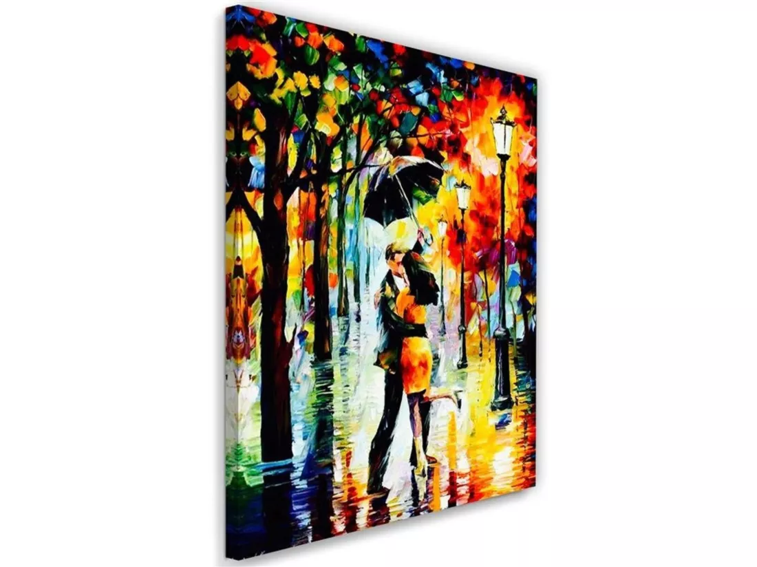 Tableau couple amoureux sous un parapluie - 60 x 90 cm