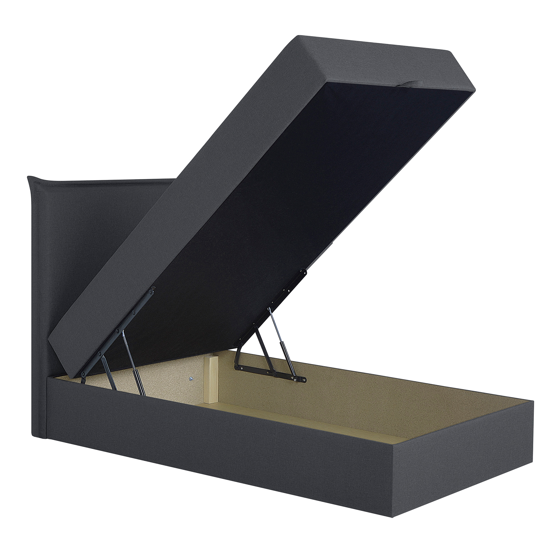 Boxspringbett - grau - mit Bettkasten - H3 - 100x200 cm