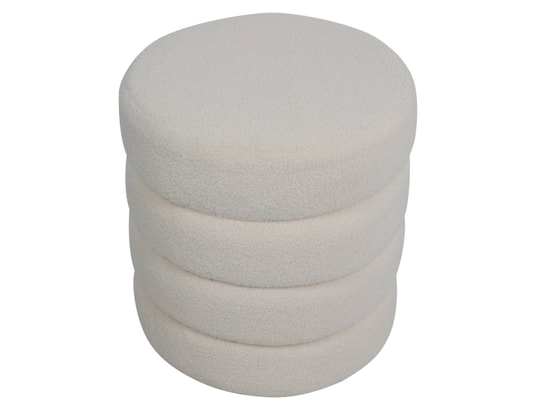 CONCEPT1 - Fauteuil tissu Fauteuil Margot et pouf Fino Blanc
