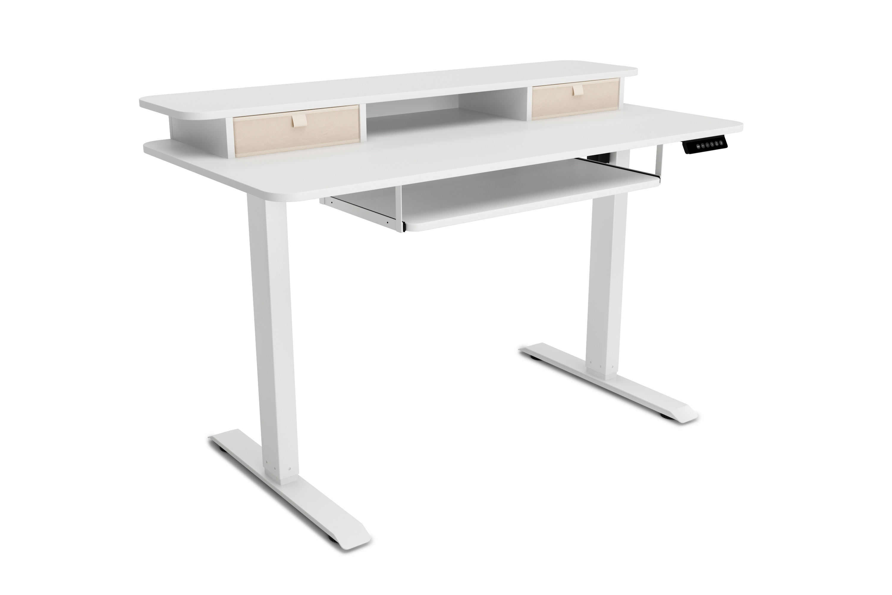 Stehpult elektrisch mit Ablage + Tastaturfach weiss 120 x 60 cm